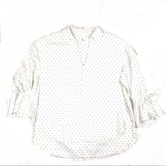 H&M Blouse Women's L White w/ Black Diamond Detail. - Picture 2 of 6